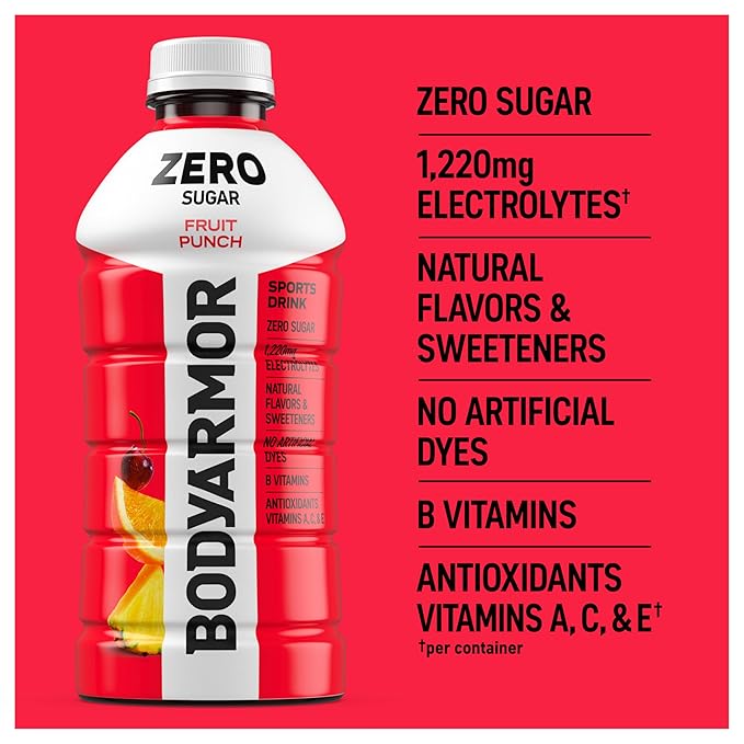 BODYARMOR ZERO Sugar Fruit Punch, Sugar Free Sports Drink - Low-Calorie Hydration - Natural Flavors