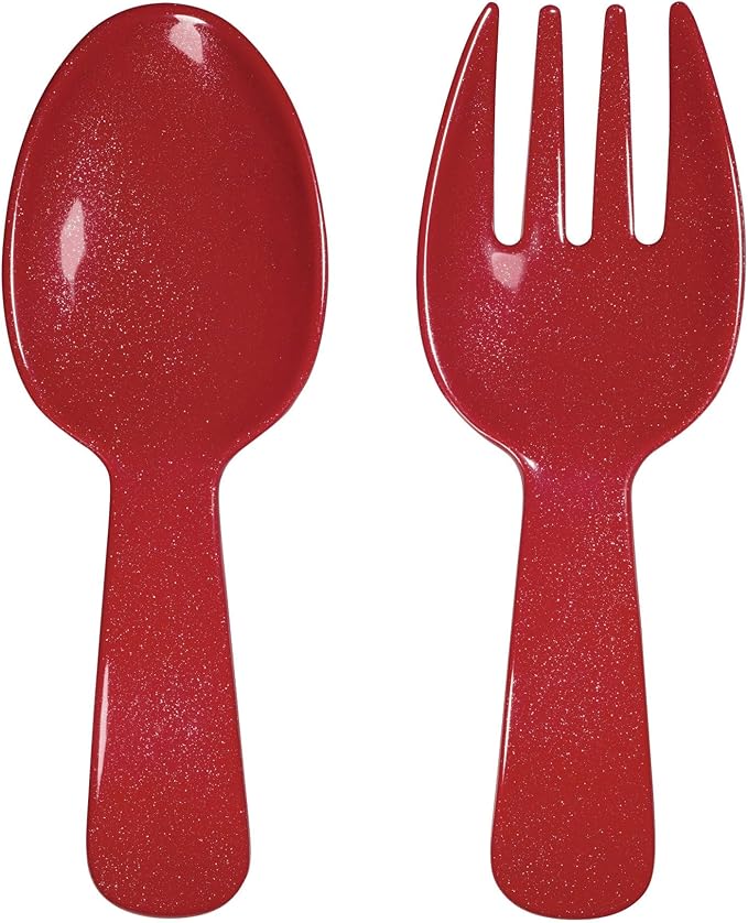 UPware Twinkle Dust Melamine Salad Servers, Serving Utensil Set, Includes Serving Fork and Spoon