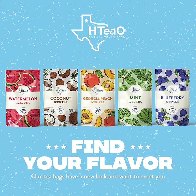 HTeaO Blueberry Green Tea – Texas-Style Flavored Iced Tea Bags for Summer – Instant Ice Tea Packets