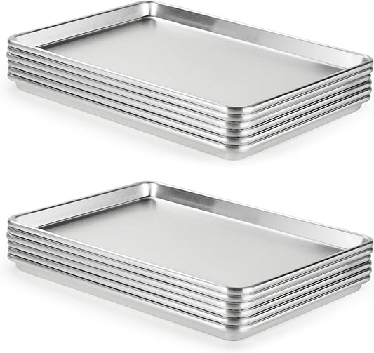 CURTA 12 Pack Aluminum Sheet Pan, NSF Listed Half Size 18 x 13 inch Commercial Bakery Cake Bun Pan