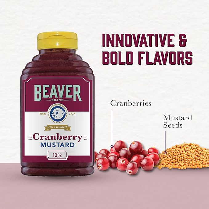 Beaver Cranberry Mustard, 13 oz squeeze bottle