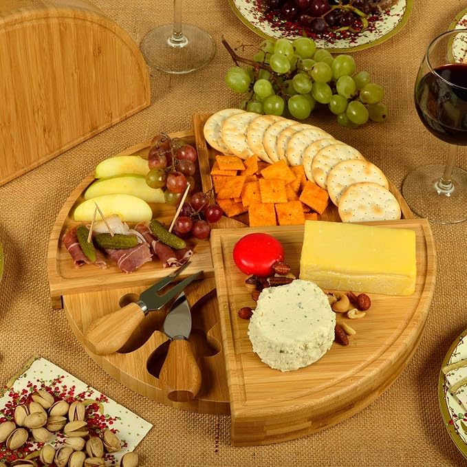 Picnic at Ascot Patented Personalized Monogrammed Engraved Bamboo Cheese/Charcuterie Board with