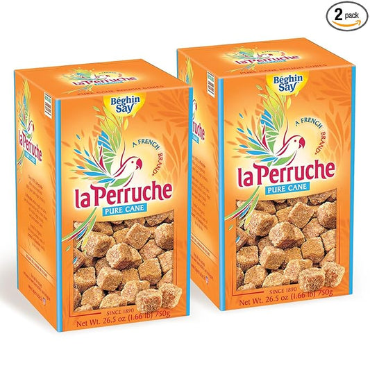 La Perruche Pure Cane Brown Sugar Cubes (750g/1.65lb box) | Ideal Sugar Cubes for Coffee | Pack of 2