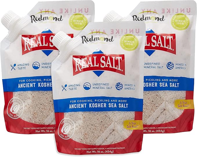 REDMOND Real Kosher Salt, 16 Ounce Pouch (3 Pack)