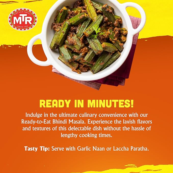 MTR - Bhindi Masala - Fried Okra in Spiced Gravy - Authentic Indian Ready To Eat Meal