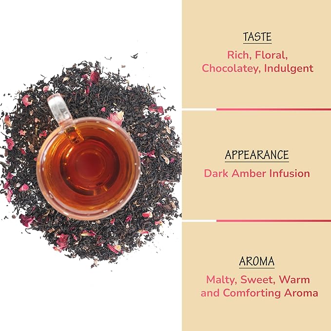 BREWIX, Chocolate Rose Loose Black Tea, (50+ Cups, 3.53oz/100g) | Valentine's | Dessert tea