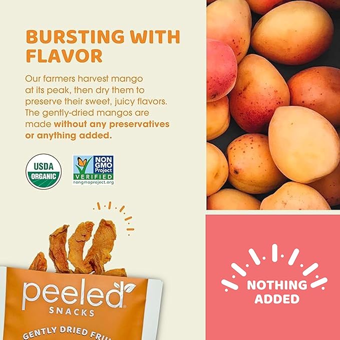 Peeled Snacks Organic Dried Fruit ??Healthy, Vegan Snacks for On-the-Go Lunch and More Mango 1 Oz