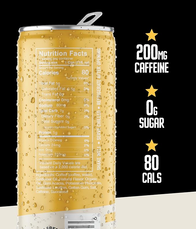 Loco Coffee Vanilla Latte 11 Ounce Can, 12 Count | Zero Sugar, 200mg Caffeine | Gluten Free and