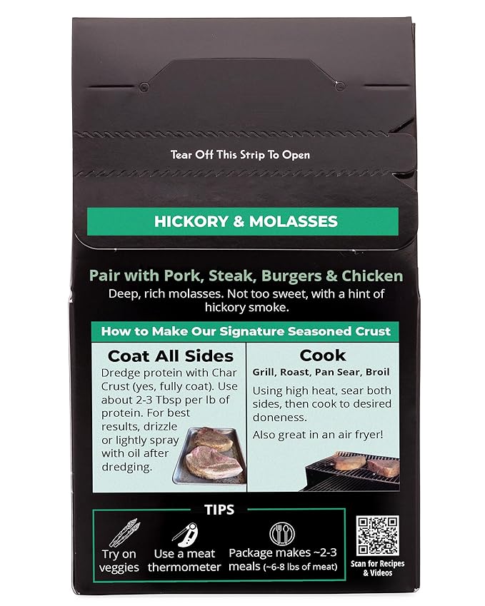 Char Crust Dry-Rub Seasonings Hickory & Molasses | All-in-one seasonings | Perfect for Burgers