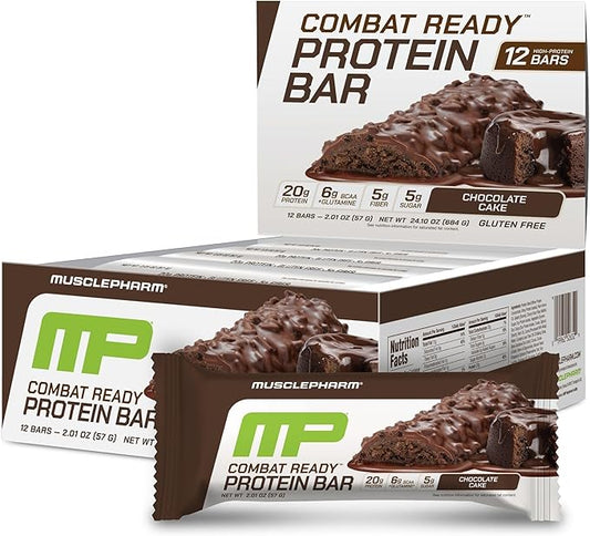 MusclePharm Combat Sport Bar, Chocolate Cake Flavor High Protein Bars, Combat Cravings, Fuel