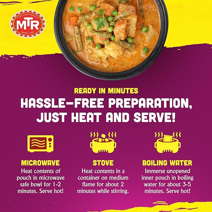 MTR - Minute Meals: Navratan Kurma - Vegetables in Mildly Spiced & Sweetened Gravy - Tasty Indian