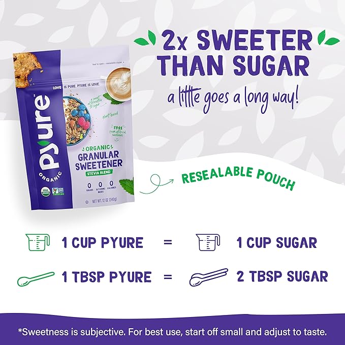 Pyure Organic Stevia Blend | Granulated Sugar Substitute with Zero Calories & Carbs | Keto