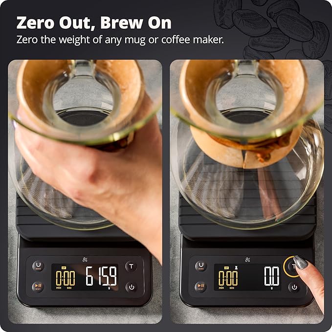 Greater Goods 0.1g Precision Coffee Scale with Timer – 3kg Digital Scale for Pour-Over, Espresso