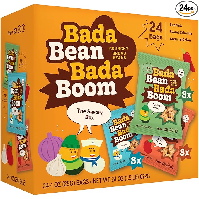 Enlightened Bada Bean Bada Boom Roasted Fava Beans, Dried Broad Beans - 110 Calories, 4g Fiber, 6g