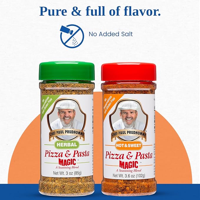Chef Paul Magic Seasonings Blends Hot and Sweet Pizza and Pasta Magic | No Added Salt | Pizza