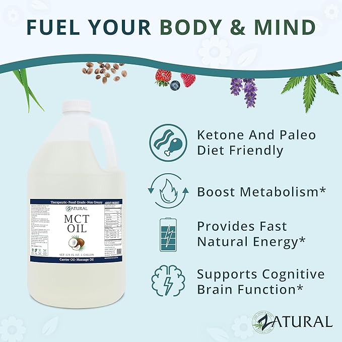 MCT Oil, Certified Food and Therapeutic Grade, Carrier Oil, Massage Oil, Hydrating Oil, Hair Oil, 0