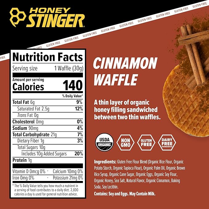 Honey Stinger Organic Gluten Free Cinnamon Waffle, Energy Stroopwafel for Exercise, Endurance and