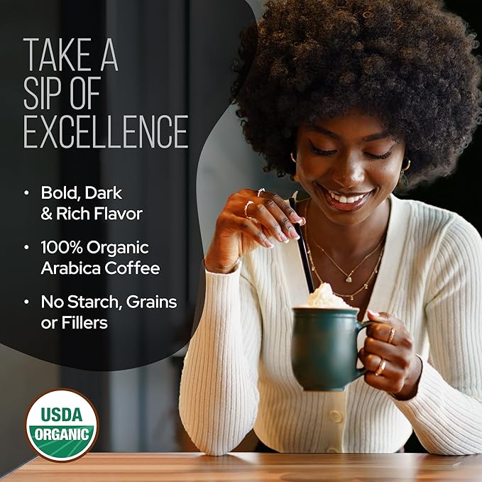 La Republica Founders Reserve Decaf Instant Mushroom Coffee Organic (35 Servings), Premium 50% More
