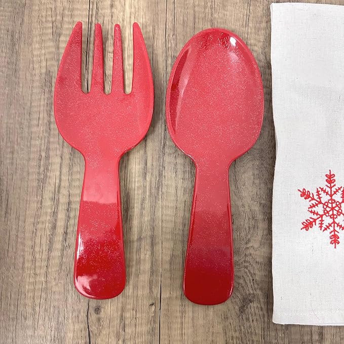 UPware Twinkle Dust Melamine Salad Servers, Serving Utensil Set, Includes Serving Fork and Spoon