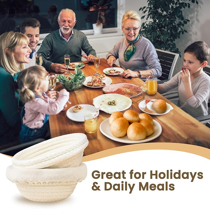 Mini Bread Dough Proofing Basket (5.5'', Set of 6), Natural Cotton Rope Mini Banneton Basket &