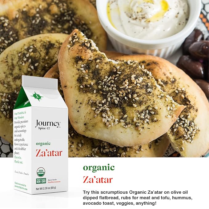 Gourmet Organic Moroccan Spice Rub & Organic Za’atar Gift Set by Journey Spice Co. | Salt-Free |