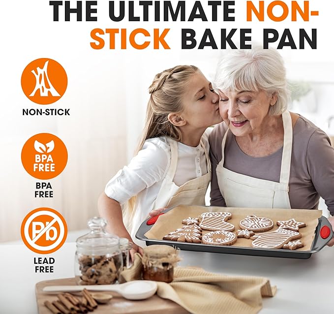 Cheer Collection Baking Pan Set – 3 Piece Non Stick Bakeware Set for Oven, Non Toxic Baking Trays