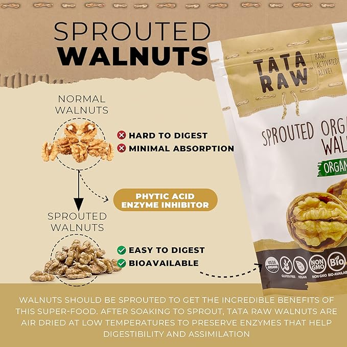 TATA RAW - Sprouted Organic Maple Walnuts -1 lb