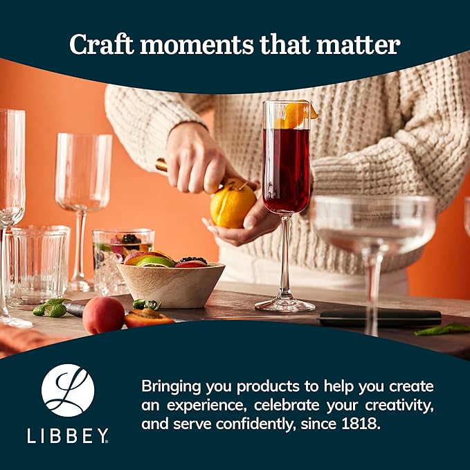 Libbey Paneled Cocktail Coupe Glasses, 8.5 Oz Fine Ribbed Line Coupe Glasses Set of 4, Dishwasher