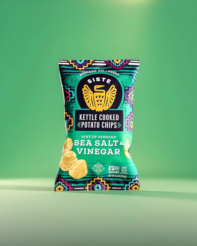 Siete Grain Free Potato Chips | Kettle Cooked | Gluten Free Chips | Vegan Snacks | Non GMO | Sea