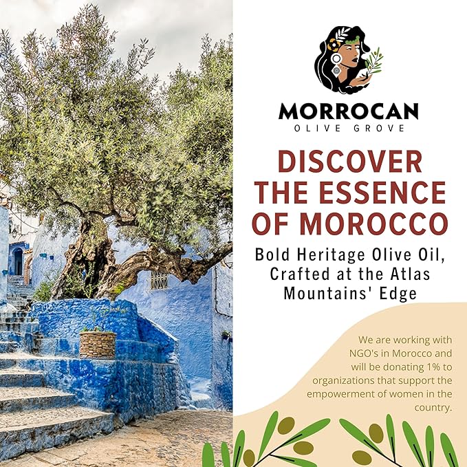 MOROCCAN OLIVE GROVE - The Red Olive Oil, Bold & Dynamic Cold-Pressed Desert Olive Oil Extra