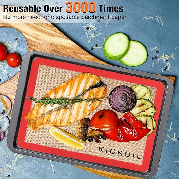 Silicone Baking Mat Large Baking Mat Set of 3-2 Half Sheets 16.5" x 11.6" +1 Quarter Sheet,Reusable