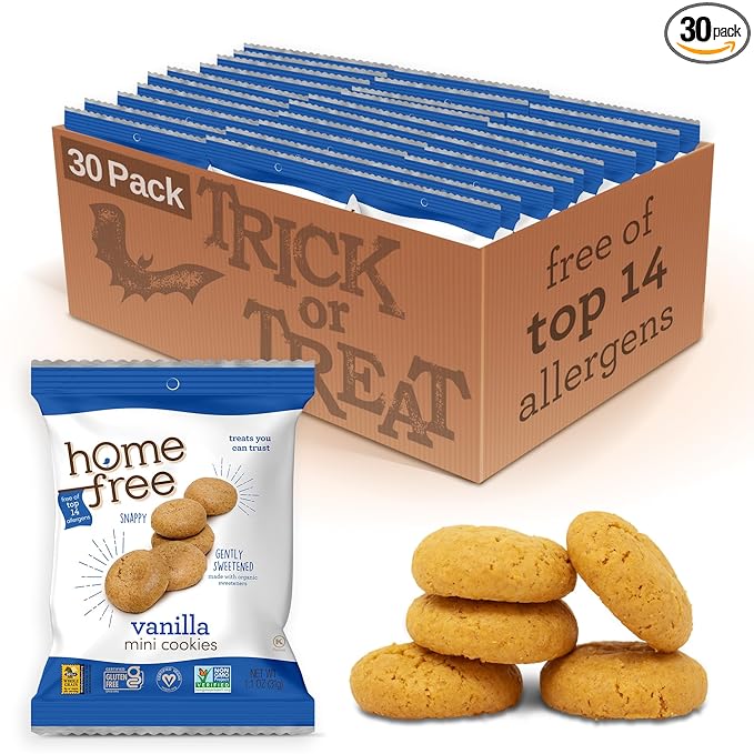 Homefree Treats You Can Trust Gluten Free Mini Cookies, Single Serve, Vanilla, 70% Organic, 1.1