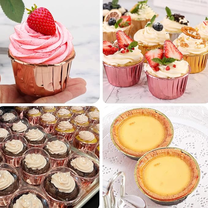 Cupcake Liners for Baking 100Pack,Free-Air 3.5Oz Foil Baking Cups with Dome Lids,Disposable Muffin
