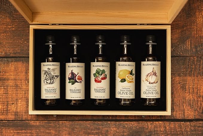 Blazing Bella Chef's Set of Olive Oil and Balsamic Vinegar - Sampler Giftbox