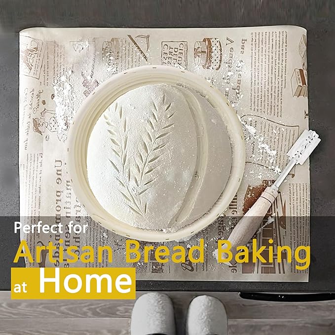 9-inch Round Rattan Banneton Bread Proofing Basket Set of 2 D'ita Handmade Sourdough Proofing Bowls