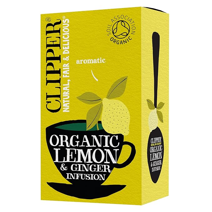 Clipper Tea Lemon & Ginger Teabags – Caffeine Free, USDA Organic, Great Hot or Iced – Aromatic