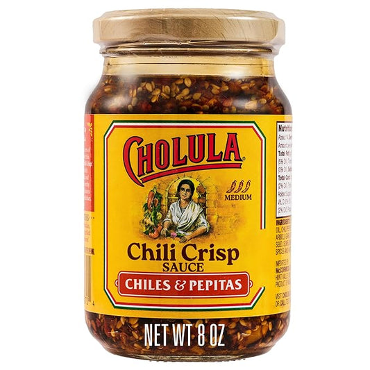 Cholula Chili Crisp Sauce, Chiles & Pepitas, Crunchy Topping for Tacos, Tostadas, Eggs, Pizza and
