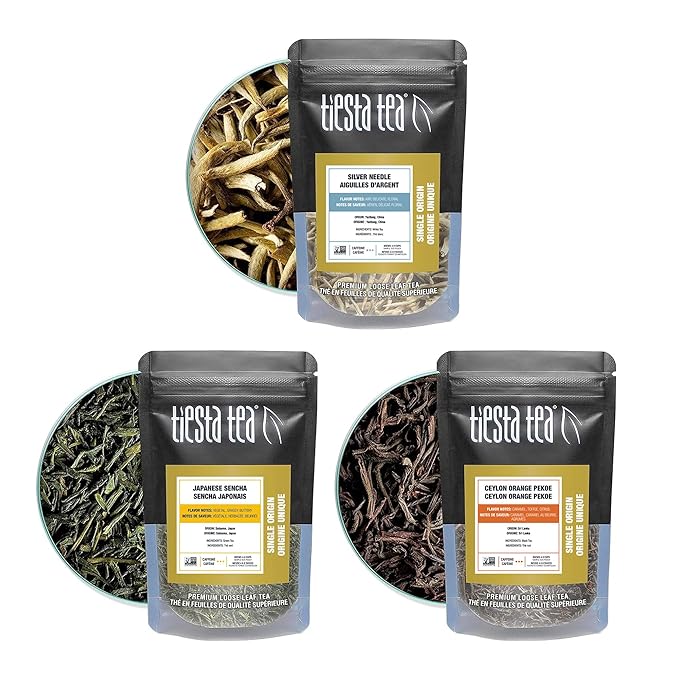 Tiesta Tea - Single Origin Tea Sampler Dry Flight Set, Loose Leaf, High to Low Caffeine, Makes Hot