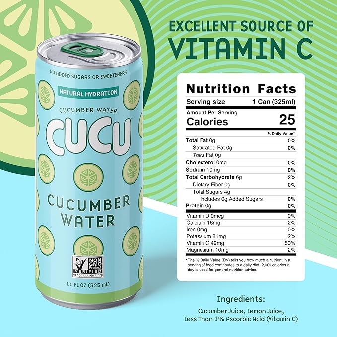 CUCU Cucumber Water ??Natural Hydration from Cucumbers with Vitamin C, Electrolytes & Antioxidants