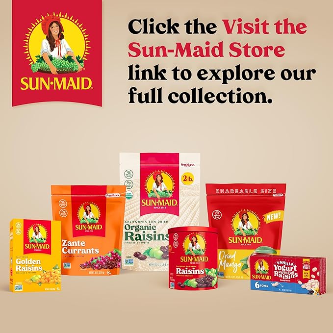 Sun-Maid California Sun-Dried Raisins - 13 oz Resealable Canister - Dried Fruit Snack for Lunches
