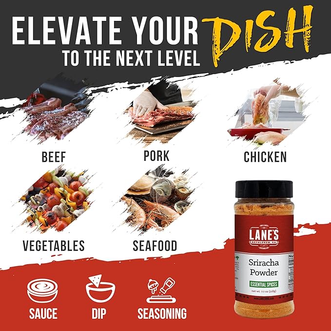 Lane's Sriracha Seasoning Powder, All-Natural Sriracha Powder Seasonings and Spices for Cooking