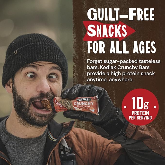 Kodiak Cakes Crunchy Granola Protien Snack Bars, Cookie Butter, High Protein, 100% Whole Grains, 12