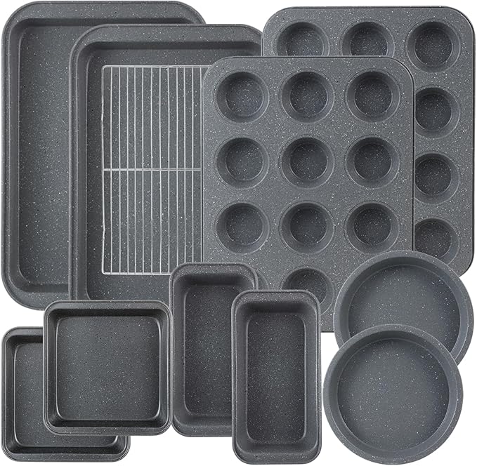11-Piece Nonstick Baking Pans Set - Professional Grade Carbon Steel Bakeware with Premium Coating