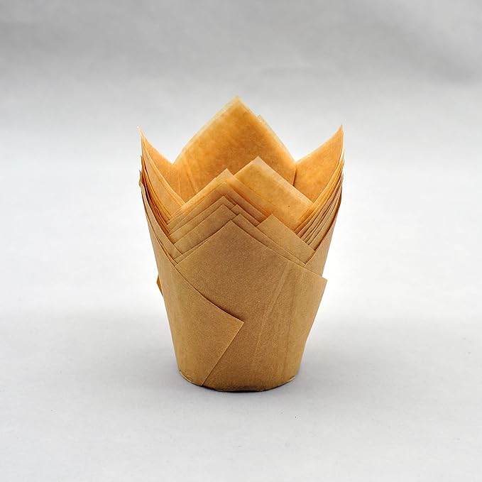 Large Muffin Greaseproof paper Baking cupcake cups, 2-1/4" x 4" Natural Tulip Baking Cup Case of