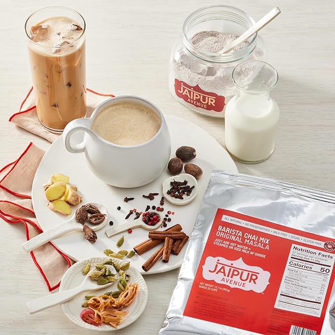Jaipur Avenue Barista Chai Tea Mix - Original Masala (without Milk) - Vegan, Preservative-Free