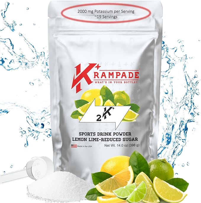 Electrolytes Powder Potassium Supplement - 2000 mg K+, >2X More Than Coconut Water | Cramp Relief