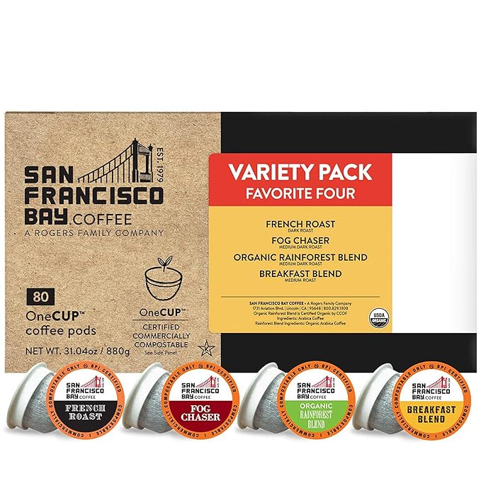 San Francisco Bay Compostable Coffee Pods - Original Variety Pack (80 Ct) K Cup Compatible