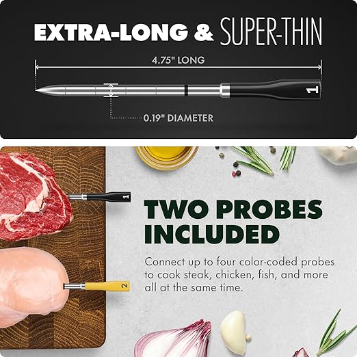CHEF iQ Sense [2025 Model] | Smart Wireless Meat Thermometer | 2 Ultra-Thin Probes | WiFi Unlimited
