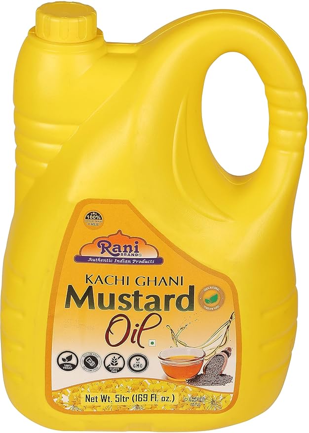 Rani Mustard Oil (Kachi Ghani) 169 Ounce (5 Liter) NON-GMO | Gluten Free | Vegan | 100% Natural |