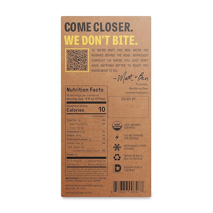 Wandering Bear Organic Caramel Cold Brew Coffee On Tap, 96 fl oz - Extra Strong, Bold, Smooth